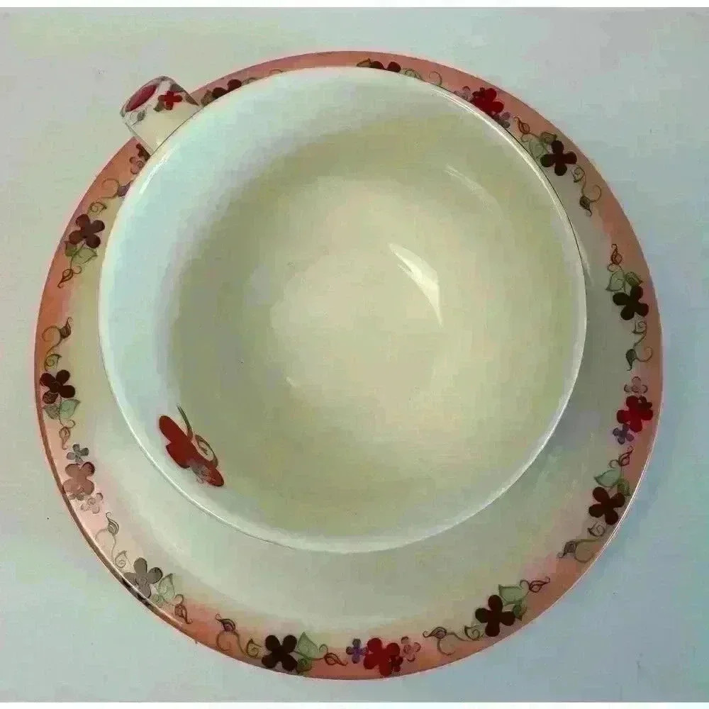 2004 PAUL CARDEW TEA FOR ONE PINK CHINTZ RED HAT SOCIETY CUP & SAUCER - Picture 5 of 10